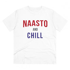 Mayawye Men's PC Cotton Nasto And Chill Printed T Shirt (Color: White, Thread Count: 180GSM)