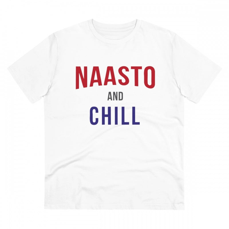 Mayawye Men's PC Cotton Nasto And Chill Printed T Shirt (Color: White, Thread Count: 180GSM)