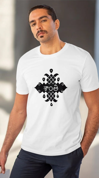 Mayawye Men's PC Cotton Telugu Desing Printed T Shirt (Color: White, Thread Count: 180GSM)
