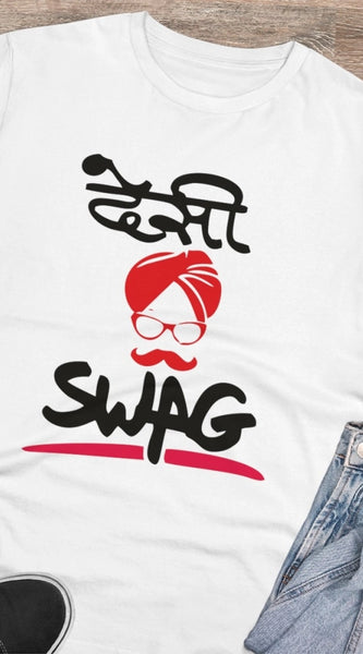Mayawye Men's PC Cotton Desi Swag Printed T Shirt (Color: White, Thread Count: 180GSM)