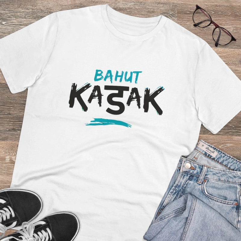 Mayawye Men's PC Cotton Bahot Kadak Printed T Shirt (Color: White, Thread Count: 180GSM)