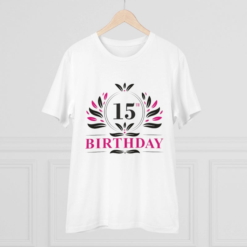 Mayawye Men's PC Cotton 15th Birthday Printed T Shirt (Color: White, Thread Count: 180GSM)