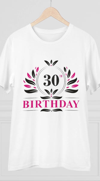 Mayawye Men's PC Cotton 30th Birthday Printed T Shirt (Color: White, Thread Count: 180GSM)