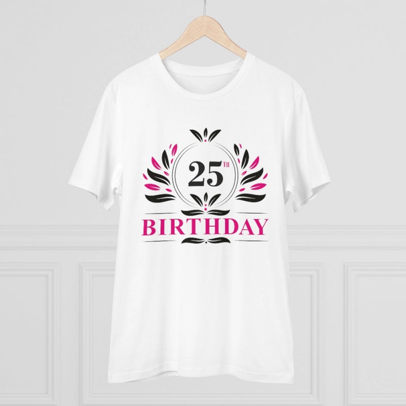 Mayawye Men's PC Cotton 25th Birthday Printed T Shirt (Color: White, Thread Count: 180GSM)