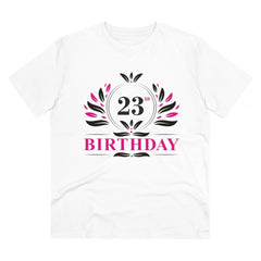 Mayawye Men's PC Cotton 23rd Birthday Printed T Shirt (Color: White, Thread Count: 180GSM)