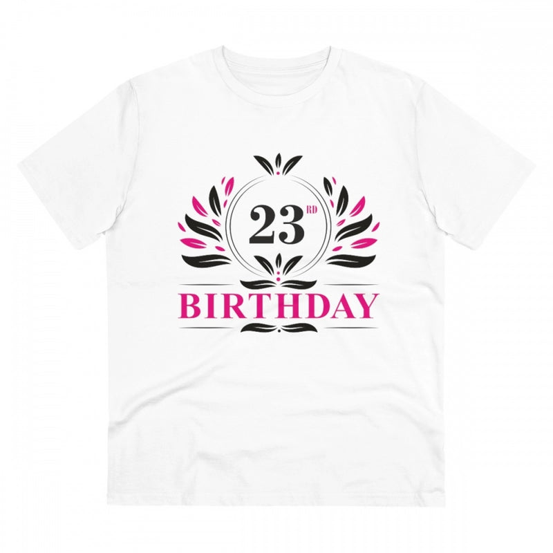 Mayawye Men's PC Cotton 23rd Birthday Printed T Shirt (Color: White, Thread Count: 180GSM)