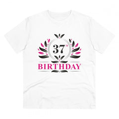 Mayawye Men's PC Cotton 37th Birthday Printed T Shirt (Color: White, Thread Count: 180GSM)