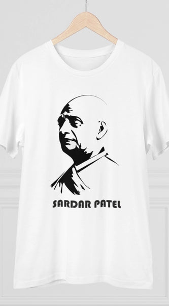 Mayawye Men's PC Cotton Sardar Patel Printed T Shirt (Color: White, Thread Count: 180GSM)