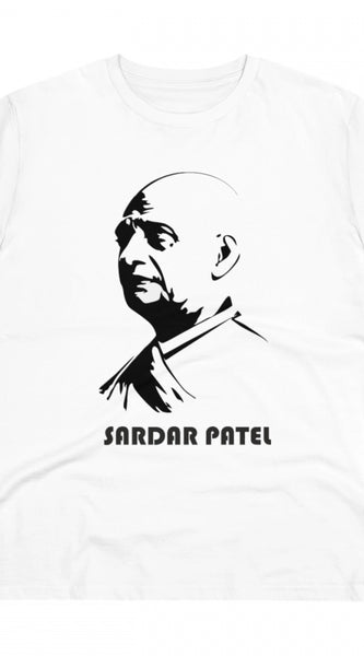 Mayawye Men's PC Cotton Sardar Patel Printed T Shirt (Color: White, Thread Count: 180GSM)