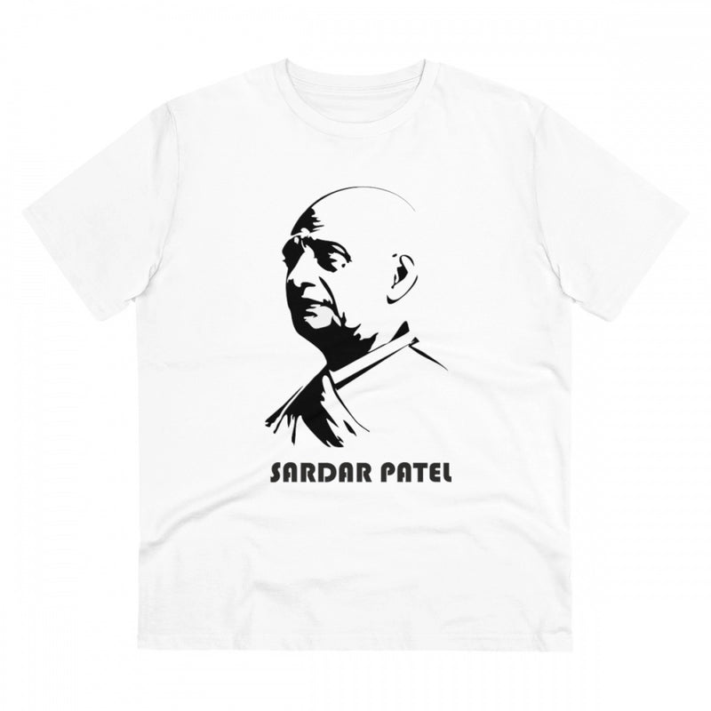 Mayawye Men's PC Cotton Sardar Patel Printed T Shirt (Color: White, Thread Count: 180GSM)