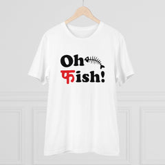 Mayawye Men's PC Cotton Oh Fish Printed T Shirt (Color: White, Thread Count: 180GSM)