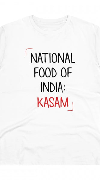 Mayawye Men's PC Cotton India Kasam Printed T Shirt (Color: White, Thread Count: 180GSM)