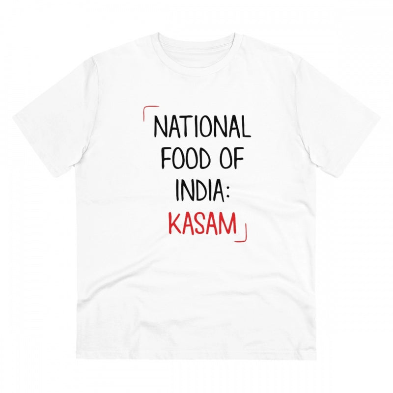 Mayawye Men's PC Cotton India Kasam Printed T Shirt (Color: White, Thread Count: 180GSM)