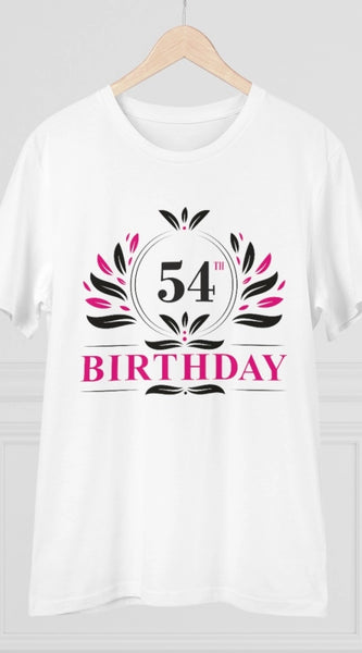Mayawye Men's PC Cotton 54th Birthday Printed T Shirt (Color: White, Thread Count: 180GSM)
