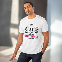 Mayawye Men's PC Cotton 51st Birthday Printed T Shirt (Color: White, Thread Count: 180GSM)