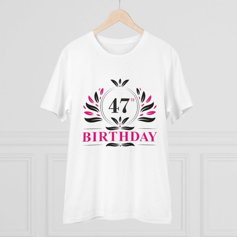 Mayawye Men's PC Cotton 47th Birthday Printed T Shirt (Color: White, Thread Count: 180GSM)