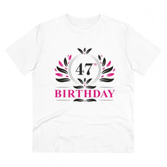Mayawye Men's PC Cotton 47th Birthday Printed T Shirt (Color: White, Thread Count: 180GSM)