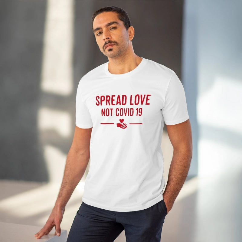 Mayawye Men's PC Cotton Spread Love Not Covid 19 Printed T Shirt (Color: White, Thread Count: 180GSM)
