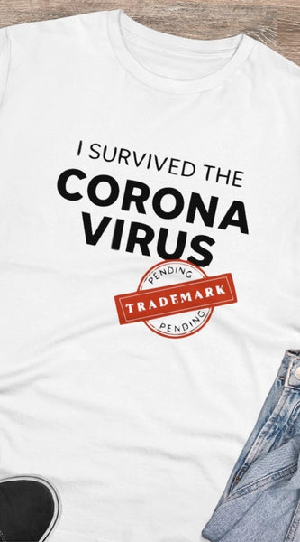 Mayawye Men's PC Cotton I Survived Corona Virus Printed T Shirt (Color: White, Thread Count: 180GSM)