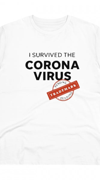 Mayawye Men's PC Cotton I Survived Corona Virus Printed T Shirt (Color: White, Thread Count: 180GSM)