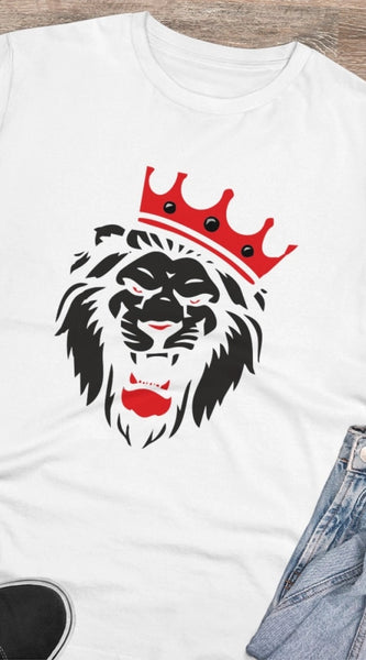 Mayawye Men's PC Cotton Lion Logo Printed T Shirt (Color: White, Thread Count: 180GSM)