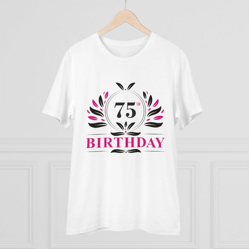 Mayawye Men's PC Cotton 75th Birthday Printed T Shirt (Color: White, Thread Count: 180GSM)