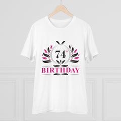 Mayawye Men's PC Cotton 74th Birthday Printed T Shirt (Color: White, Thread Count: 180GSM)