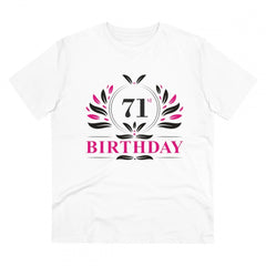 Mayawye Men's PC Cotton 71st Birthday Printed T Shirt (Color: White, Thread Count: 180GSM)