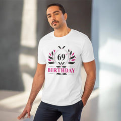 Mayawye Men's PC Cotton 69th Birthday Printed T Shirt (Color: White, Thread Count: 180GSM)