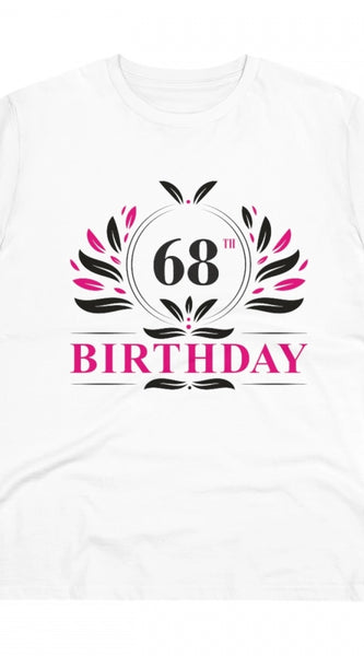 Mayawye Men's PC Cotton 68th Birthday Printed T Shirt (Color: White, Thread Count: 180GSM)