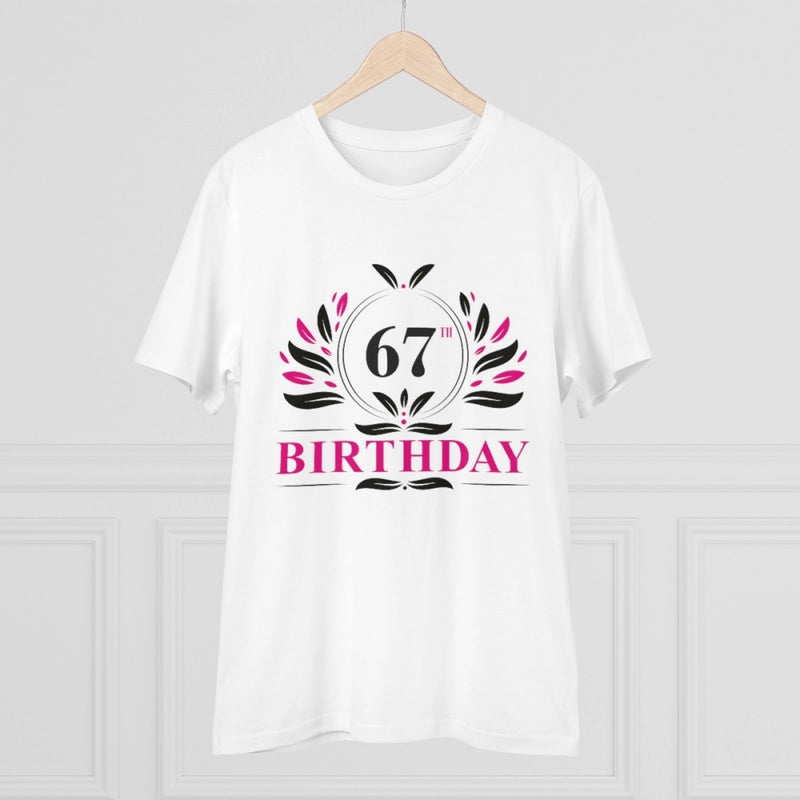 Mayawye Men's PC Cotton 67th Birthday Printed T Shirt (Color: White, Thread Count: 180GSM)