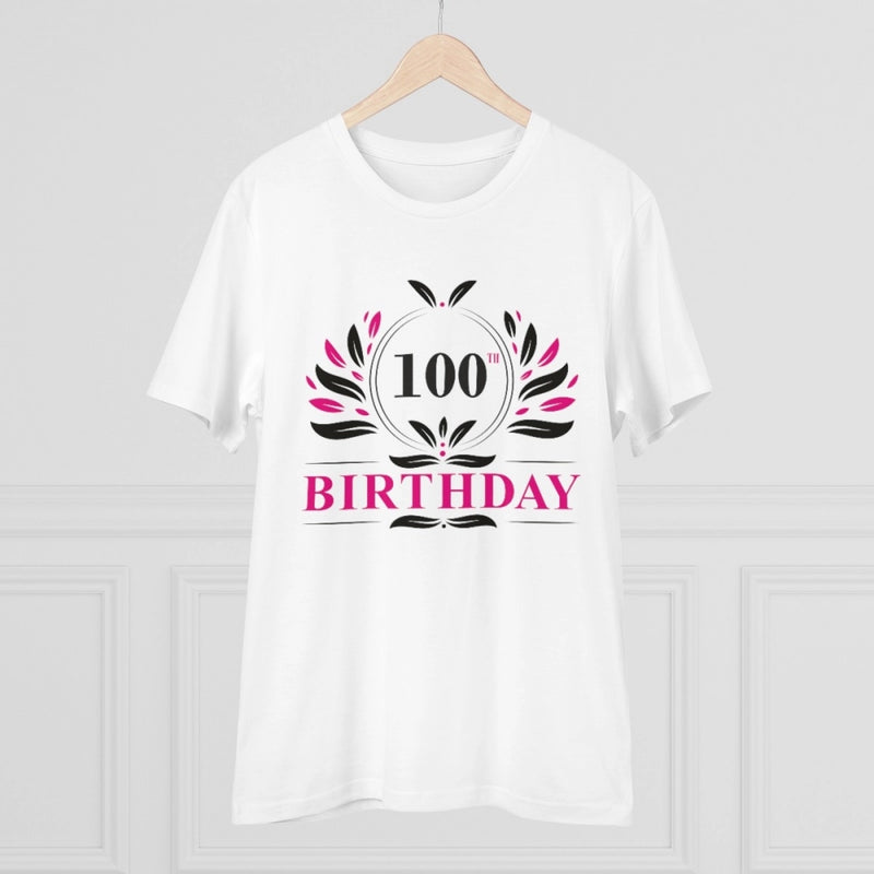 Mayawye Men's PC Cotton 100th Birthday Printed T Shirt (Color: White, Thread Count: 180GSM)