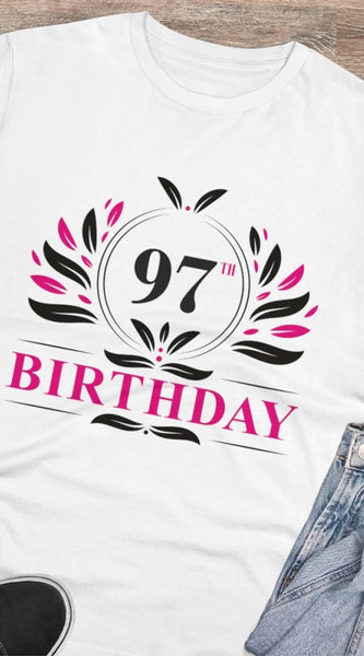 Mayawye Men's PC Cotton 97th Birthday Printed T Shirt (Color: White, Thread Count: 180GSM)