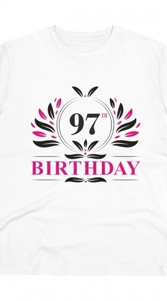 Mayawye Men's PC Cotton 97th Birthday Printed T Shirt (Color: White, Thread Count: 180GSM)