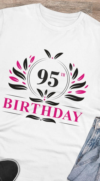 Mayawye Men's PC Cotton 95th Birthday Printed T Shirt (Color: White, Thread Count: 180GSM)