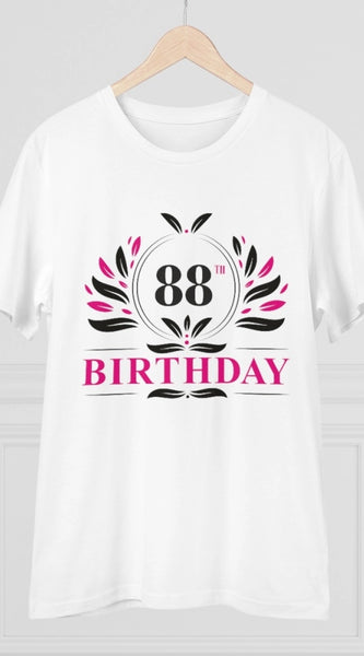 Mayawye Men's PC Cotton 88th Birthday Printed T Shirt (Color: White, Thread Count: 180GSM)