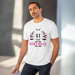 Mayawye Men's PC Cotton 81st Birthday Printed T Shirt (Color: White, Thread Count: 180GSM)