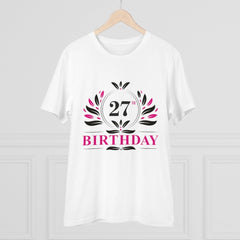 Mayawye Men's PC Cotton 27th Birthday Printed T Shirt (Color: White, Thread Count: 180GSM)