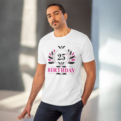 Mayawye Men's PC Cotton 25th Birthday Printed T Shirt (Color: White, Thread Count: 180GSM)
