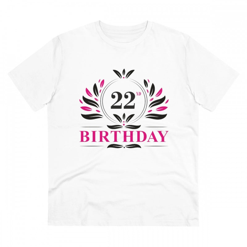 Mayawye Men's PC Cotton 22nd Birthday Printed T Shirt (Color: White, Thread Count: 180GSM)