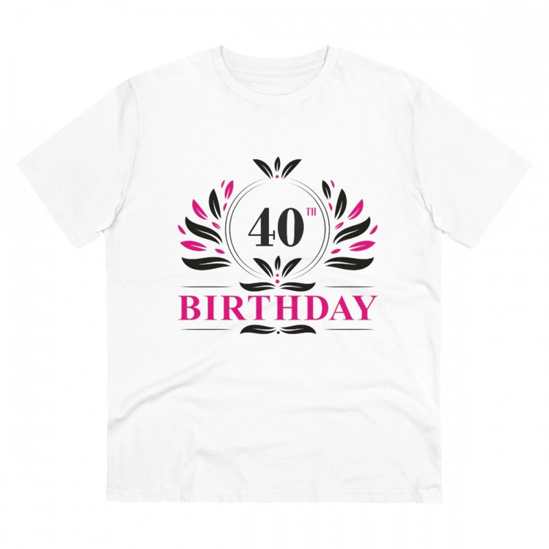 Mayawye Men's PC Cotton 40th Birthday Printed T Shirt (Color: White, Thread Count: 180GSM)