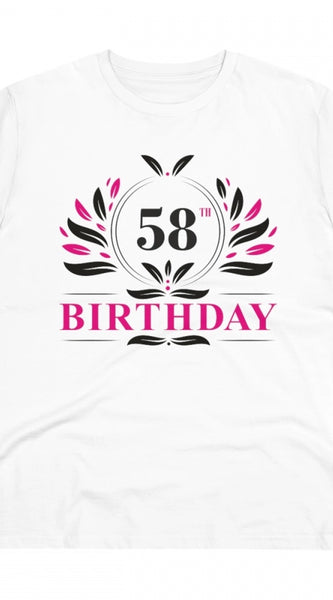 Mayawye Men's PC Cotton 58th Birthday Printed T Shirt (Color: White, Thread Count: 180GSM)