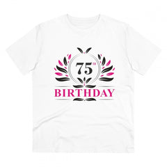 Mayawye Men's PC Cotton 75th Birthday Printed T Shirt (Color: White, Thread Count: 180GSM)
