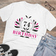 Mayawye Men's PC Cotton 74th Birthday Printed T Shirt (Color: White, Thread Count: 180GSM)