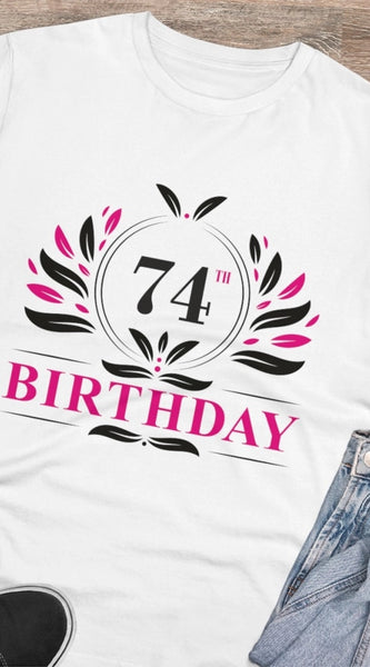 Mayawye Men's PC Cotton 74th Birthday Printed T Shirt (Color: White, Thread Count: 180GSM)