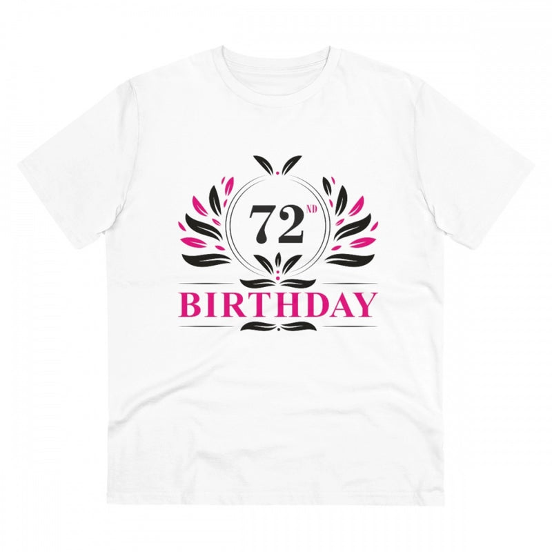 Mayawye Men's PC Cotton 72nd Birthday Printed T Shirt (Color: White, Thread Count: 180GSM)