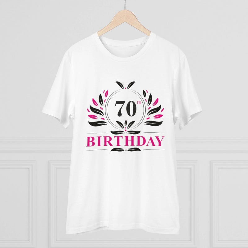 Mayawye Men's PC Cotton 70th Birthday Printed T Shirt (Color: White, Thread Count: 180GSM)