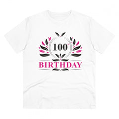 Mayawye Men's PC Cotton 100th Birthday Printed T Shirt (Color: White, Thread Count: 180GSM)