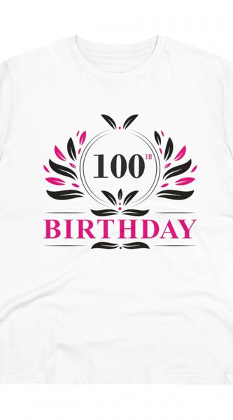 Mayawye Men's PC Cotton 100th Birthday Printed T Shirt (Color: White, Thread Count: 180GSM)