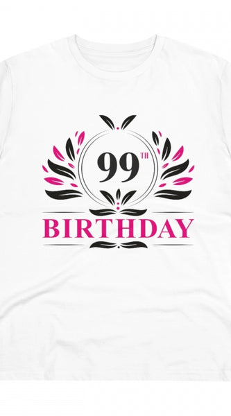 Mayawye Men's PC Cotton 99th Birthday Printed T Shirt (Color: White, Thread Count: 180GSM)